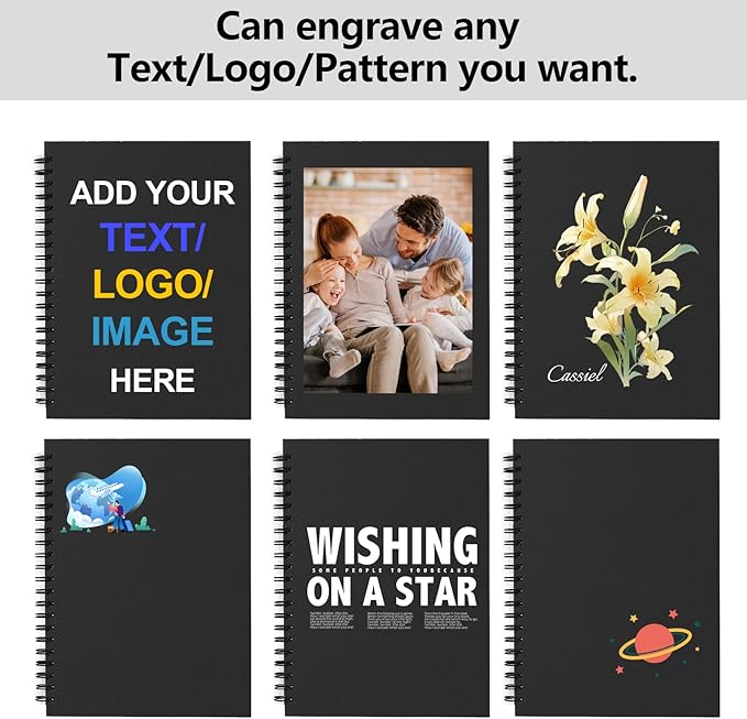 Custom Spiral Notebook - Upload Your Own Photo/Logo/Text, Set of 4 Personalized Journals, A5 Kraft Soft Cover, 120 Pages, 8.4 x 5.8 Inch, Customizable Notebooks for Gifts, Office or Business,Green