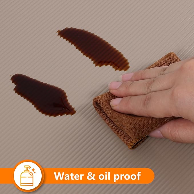 Shelf Liners for Kitchen Cabinets Drawer Liner Non Adhesive Cupboard Mat EVA Material Waterproof Refrigerator Mats Washable Fridge Liner for Cupboard and Desks Liner Beige 11.8 x 118 Inches