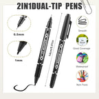 Sibba 20 PCS Dual-Tip Black Drawing Pens 0.5/1mm Bold & Fine Paint Markers, Fineliner Permanent Marker Bible Journaling Writing Pens for Artist Sketch Sketching Writing Dooding Marking Signature