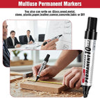 hidyuuoo 30 Pack Jumbo Size Permanent Markers Bulk Permanent Marker Set Chisel Tip Pens Waterproof for Industrial Use Work on Wood Metal Plastic Stone Glass