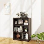 Bevfint 43 in Tall Bookcase, 3-Tier Bookshelf Open Storage, 33 inch Wide Floor Standing Indoor Furniture, Book Cases for Home School Library Office Bedroom Kids, Dark Cherry 3 Tiers