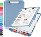 Sooez Clipboard with Storage, High Capacity Nursing Clip Board 8.5 x 11 with Pen Holder & Low Profile Clip, Plastic Clipboards Case Box, Teacher Must Haves School Office Supplies,Letter Size/ A4