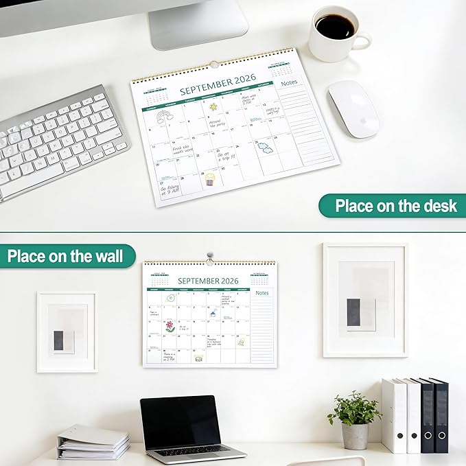ANYZONE Desk Calendar 2026-2027, 18 Months Calendar from Jan. 2026 to Jun. 2027, 14.5" x 11.5" Desktop/Wall Monthly Calendar with Large Squares, Notes Section for Home, School, Office