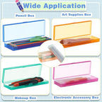 Fainne 24 Pcs Plastic Pencil Case Bulk Pencil Boxes Plastic Stationery Case Frosted Pen Box Pen Holder with Hinged Lid Snap Closure for Office(Single Layer,Assorted Colors,7.09 x 2.36 x 0.98 Inch)
