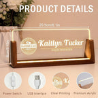 Desk Name Plate Personalized, Custom Office Light Up Name Plate for Desks, Desk Decorations for Women Men Office, Employee Appreciation Gifts for Coworkers