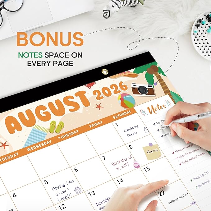3 Pack of Desk Calendar 2026, 21 Months Calendar Runs from October 2025 to June 2027 - Large 17" x 12" Desktop/Wall Monthly Planner for Home School, or Office - Watercolor Festival