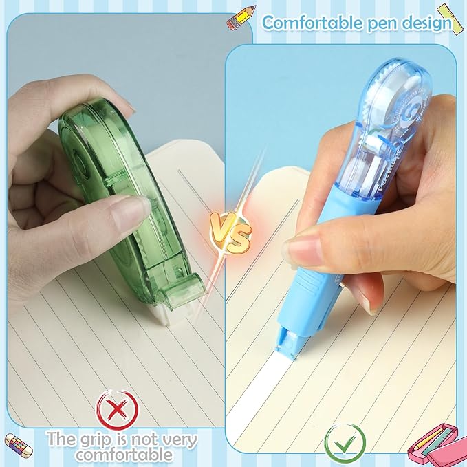auroray 18 Pack Correction Tape Pens 1/5" X 236", 9 Color Correction Tape Pens Easy to Use Applicator for Instant Correction Students School Office Supplies