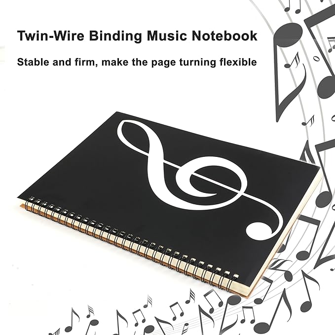MoHern Blank Sheet Music Notebook, 160 Pages Composition Staff Paper Notebook 2 Pack, Manuscript Paper Notebook, 10 Staves (Music clef notebook)