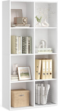 VASAGLE Custos Collection - Bookshelf, Bookcase, Cube Shelf with 8 Compartments, 9.4 x 25.8 x 51 Inches, Storage Shelf, for Living Room, Home Office, Dining Room, Cloud White ULBC424W01