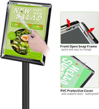 INNOVSIGN 3Packs Heavy Duty Adjustable Pedestal Poster Sign Stand, 11x17 Aluminum Open Floor Standing Sign Holder for Vertical and Horizontal View Display, Black