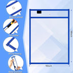 Seajan 120 Pcs Clear Dry Erase Pockets Plastic Sleeves for Paper 14 x 10 Inch Reusable Job Holder Shop Ticket Holders Order Pockets Organizer Teacher Supplies for Classroom (Blue)