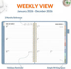SUNEE 2026 Planner, Weekly and Monthly Calendar Planner 9"x11.2"- 12 Month (January 2026 - December 2027), Vegan Leather Cover, Pocket, Bookmark, Notes, Monthly Tab, Gay Blue