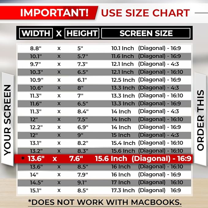 SightPro 15.6 Inch 16:9 Laptop Privacy Screen Filter - Computer Monitor Privacy Shield and Anti-Glare Protector