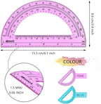 EBOOT 24 Pack Plastic Protractors Math Protractor 180 Degrees 6 Inch (Pink, Blue)