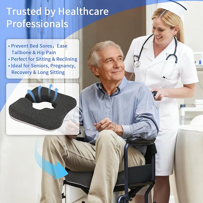 Gel Wheelchair Cushions for BedSores Prevention,Bed Sore Pad Cushion for Butt - Pain Relief for Long Sitting & Relieve Sciatica, Back, Tailbone, Pressure Sore and Ulcer Pain for Pregnant and Elderly