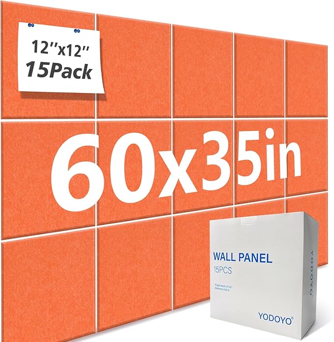 Large Cork Bulletin Board Alternative for Office60 x 35" - 15 Pack Felt Bulletin Boards Dart Wall Protectors 70 Pcs Safe RemovableAdhesive Tabs Pcs for Office Wall, School, Home Decor, Orange