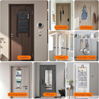 FYY Over The Door Hooks - 2 Pack Heavy Duty Dual-Hook Organizer Hanger with Non-Slip Rubber for Towels, Clothes, Hats & Bags Use in Bathroom, Bedroom, Kitchen - Fits Interior Doors Up to 1 3/8" Brown