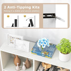 Tangkula 7-Cube Bookshelf, 41” Floor Bookcase with 2 Anti-Tipping Kits, Freestanding Storage Organizer, 4-Tier Display Shelf for Home, Office & Dorms, Natural/White (White, 7-Cube)