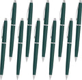 DISCOUNT PROMOS Langham Ballpoint Pens Set of 10, Bulk Pack - Black Ink, Great for Office, School, Business, Tradeshows - Hunter Green