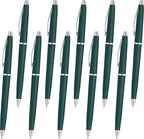 DISCOUNT PROMOS Langham Ballpoint Pens Set of 10, Bulk Pack - Black Ink, Great for Office, School, Business, Tradeshows - Hunter Green
