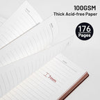 CAGIE Lined Journal Notebook for Men & Women,176 Pages A5 Medium Size Softcover Leather Journals for Writing,Travel,Business,Work & School, 100 GSM Thick Paper (5.7'' x 8.3'') (Black)