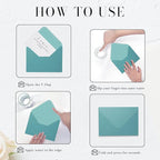 Shimmery Blue Envelope A7-100 PCS Goefun V Flap Invitation Envelopes for Wedding, Announcements, Mailing, Greeting Cards, 5.25 x 7.25 inches