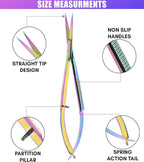 Cross Edge Spring Scissors 5 Inch straight Stainless Steel Precision Eyebrow & Eyelash Shaping & Trimming Scissor, Snips Squeeze, Embroidery, Knitting Micro Tip Craft Scissors (Rainbow)