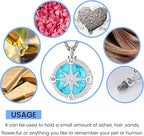 Compass Necklace for Women Men 925 Sterling Silver Pendant Urn Necklaces for Ashes Picture Locket Necklace Anchor Necklace Viking Necklace Crystals CZ Moonstone Abalone Shell Turquoise Compass Jewelry