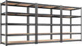 REIBII 2200LBS Storage Shelves 5 Tier Garage Shelving Heavy Duty, Adjustable Metal Shelving, Garage Shelves for Basement, Warehouse, Pantry, Closet, Kitchen 72" H x 35.55" W x 16" D, Black, 3 Pack