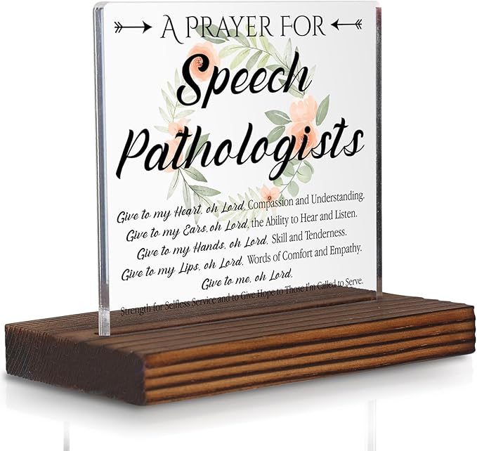 Speech Pathologist Prayer Desk Sign, Christian Gift for SLPs, Faith-Based Floral Decor for Speech Therapists, Inspirational Office Thank You Gift for Speech Language Pathologists PA119