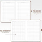 EMSHOI Meeting Notebook for Work with Action Items - 320 Pages B5 Thick Project Planner Agenda Organizer Work Notebook for Women Men Office Business Notes, PU Leather Hardcover, 7.5" x 10", Coffee