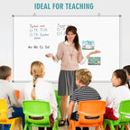 Large Whiteboard Dry Erase Board for Wall, 60" x 40" Double-Sided Magnetic Whiteboard with Long Pen Tray, Wall-Mounted White Board for Home, School, Office, Kitchen