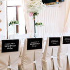 ChissNook Reserved Seating Chair Signs, This Row Is Reserved Pew Cloths Seating Placeholder for Church Pews, Wedding Decorations for Reception Parties Celebrations Event Meetings (Black, 4 PCS)