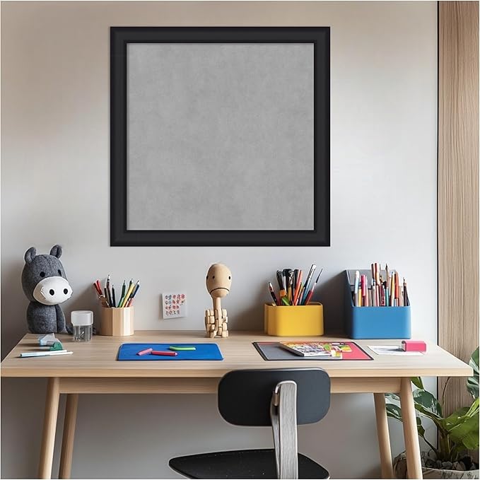 Amanti Art Black Framed Magnetic Board 23x23 Medium Vision Board for use with Magnets, 100% Metal Sheet to Display Items as Office Decor or for Home Organization in mudroom, Kitchen or Kids Room