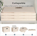 Graciadeco Large 17" 36 Quart Collapsible Stackable Storage Bins with Lids, 3 Packs Light Orange Linen Fabric Closet Boxes with Lids, Storage Cube Baskets Container Organizers for Office (17x12x11)