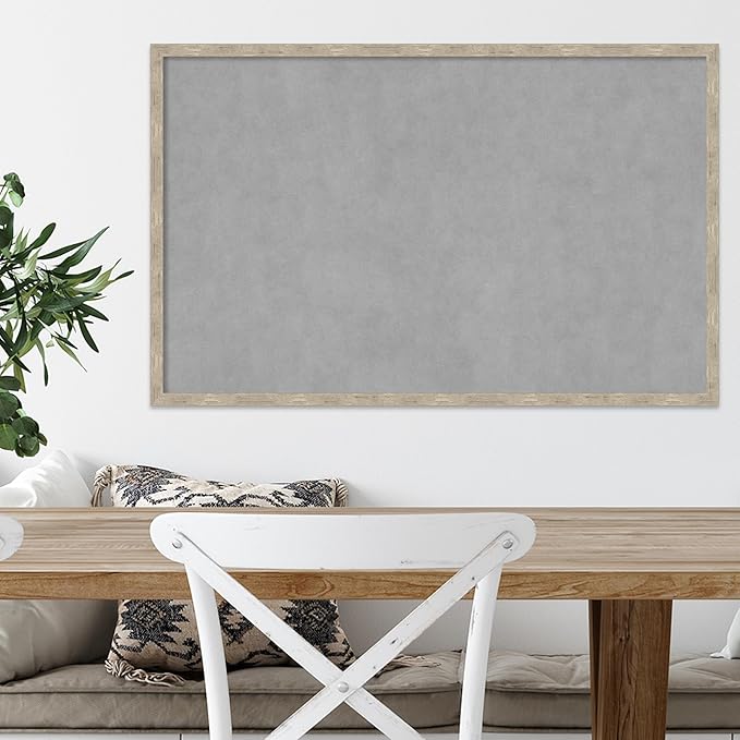 Amanti Art Silver Framed Magnetic Board 21x33 Large Vision Board for use with Magnets, 100% Metal Sheet to Display Items as Office Decor or for Home Organization in mudroom, Kitchen or Kids Room
