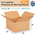 Small Moving & Shipping Boxes 6x6x3 inches (10-Pack) - Extra Strength 200 lb vs Regular - Corrugated Moving Box, Made in USA - Heavy Duty Moving Box - Cardboard Box Small by IDL Packaging