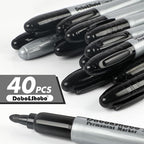 Dabo&Shobo Permanent Markers Jumbo Size, 40 Count, Bullet Tip, Large Black Permanent Markers Set