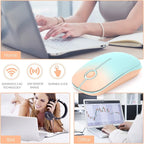 VssoPlor Wireless Mouse, 2.4G Slim Portable Computer Mice with Nano Receiver for Notebook, PC, Laptop, Computer (Orange to Green)