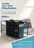 SortRax Plastic High Capacity Hanging File Folders, Letter Size, 4" Expanding Accordion Pocket with Movable Dividers, Heavy Duty for Filing Cabinet, Insertable Tabs, 6 Pack