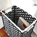 Fozxsvg Black Woven Wicker 3.5 Gallon Fabric Trash Can, Storage Baskets, Waterproof Cute Waste Basket, Decorative Trash Bin for Bedroom, Office, Living Room, Kitchen