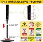 INNOVSIGN Heavy Duty Cast Iron Sign Post, 12" Round Base, 48" Movable Sign Stand