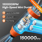 Electric Air Duster for PC - Compressed Air Duster for Keyboard Cleaning, 110,000 RPM Rechargeable Mini Blower for Computer (Orange)
