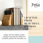 JUSK DESIGN Bamboo Book End/Book Organizer - Non-Skid Decorative Bookends for Office and Home - Book Holders for Shelves - Substantial Weight - Holds Heavy Books