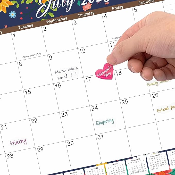 DIBAOLU 2026 Desk Calendar Large 22"x 17",Large Desk Calendar 2025-2027,18 Month,Use Now to February 2027,Suitable For Home, School Or Office,With Plastic Cover,Monthly Planning Calendar(flower)