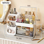 KQJS Makeup Organizer with Drawers,Large Capacity Countertop Organizer for Vanity,Bathroom and Bedroom Desk Cosmetics Organizer,Easy To Storage Skincare,Brushes, Eyeshadow, Lotions, Lipstick (White)