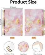 BitKan Cute Pink Marble Spiral Notebooks – Pink Gold Luxury Design Hardcover Journal for Women/Teen Girls/Teens/Students, Pretty Journals Gifts for College/Worker/Journaling, 8.3x5.5 in