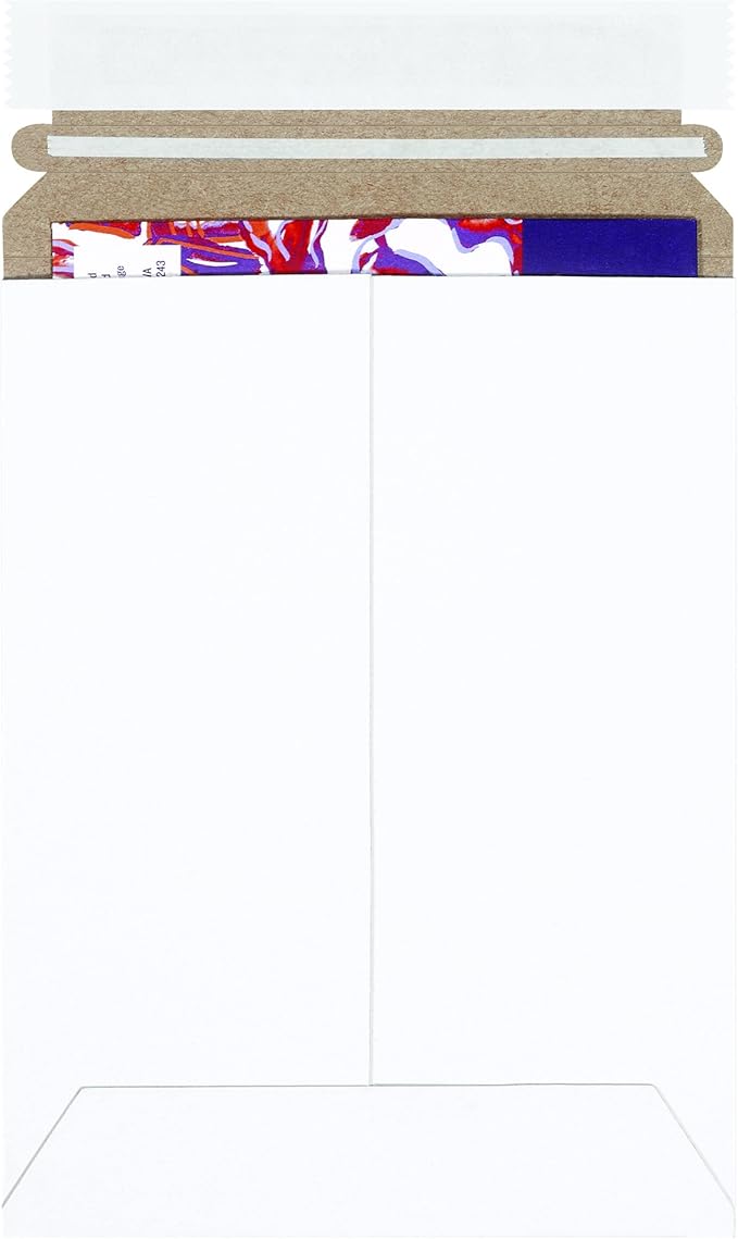 BOX USA StayFlat Envelope 6"L x 8"W 100-Pack for Keeping Photos, Documents & Artwork Protected During Mailing and Shipping