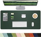 Leather Desk Pad Protector,Desk Cover mat,Office Desk mat,Laptop Mat for Desk, Non-Slip Desk Blotter,Waterproof Desk Writing Pad for Office/Home(23.6"x13.8",Dark Green)