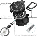 koorito 1 Pack Heavy Duty Retractable Keychain Clip Carabiner Badge Reel Retractable Badge Holder Key Reel with 31.1” Retractable Cord, 9oz, Black